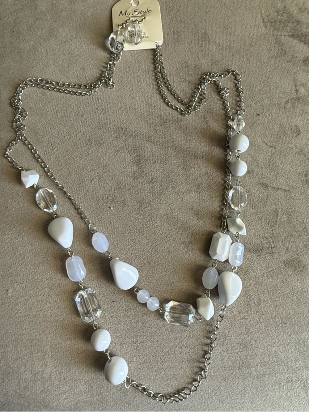 White Multi-Bead Layered Necklace